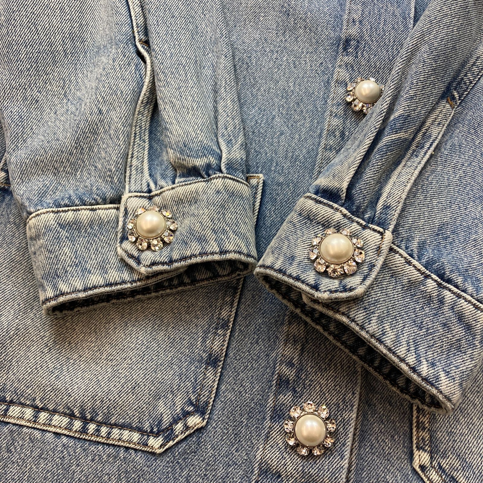 MIU MIU ミュウミュウ 21SS デニムドレスジャケット パール フラワー