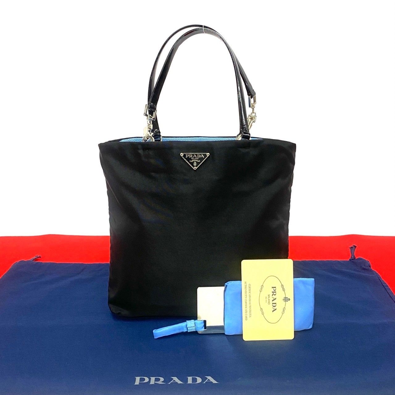 プラダプレートトートバッグ2点 PRADA プラダ トートバッグ 2VG111 ロゴプレートレザー2WAY