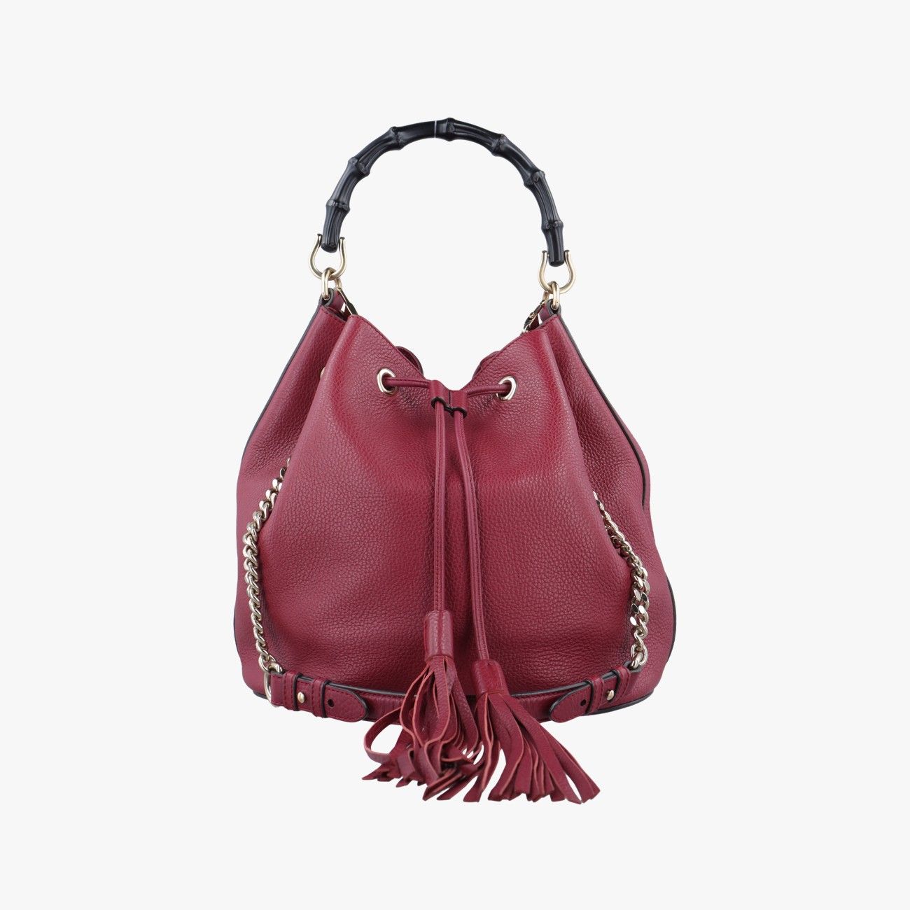 グッチGucciバンブー フリンジ タッセル バケット レッド レザー 387613 C018627059