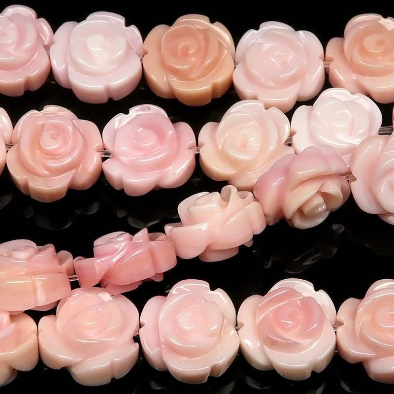 クイーンコンクシェル 薔薇彫刻 8mm【1連販売】 / 9-19 SH8RZ 最新