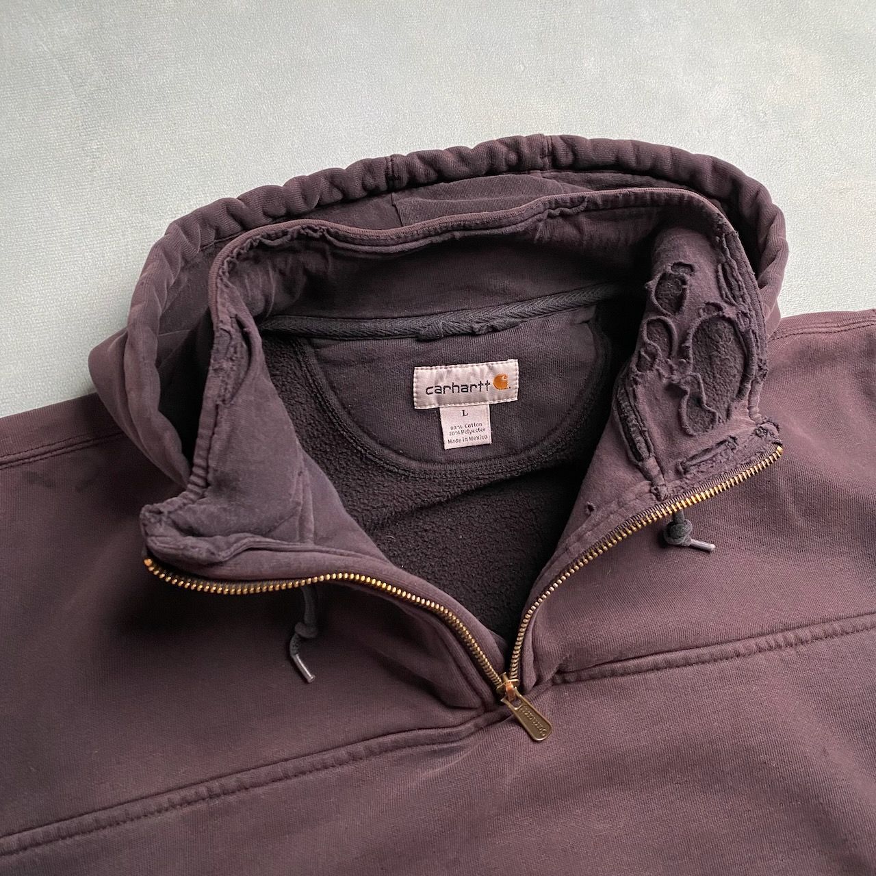 90s~ Carhartt 雰囲気系 フェード ボロ ハーフジップ プルオーバー 