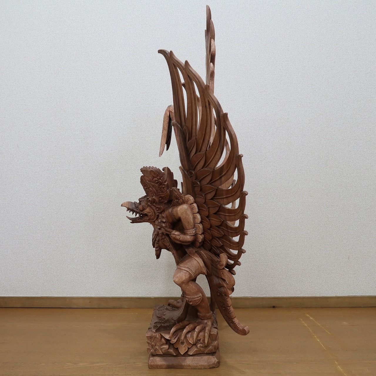 ガルーダの木彫り 100cm 木製スワール無垢材 MADE M作 アジアン雑貨 