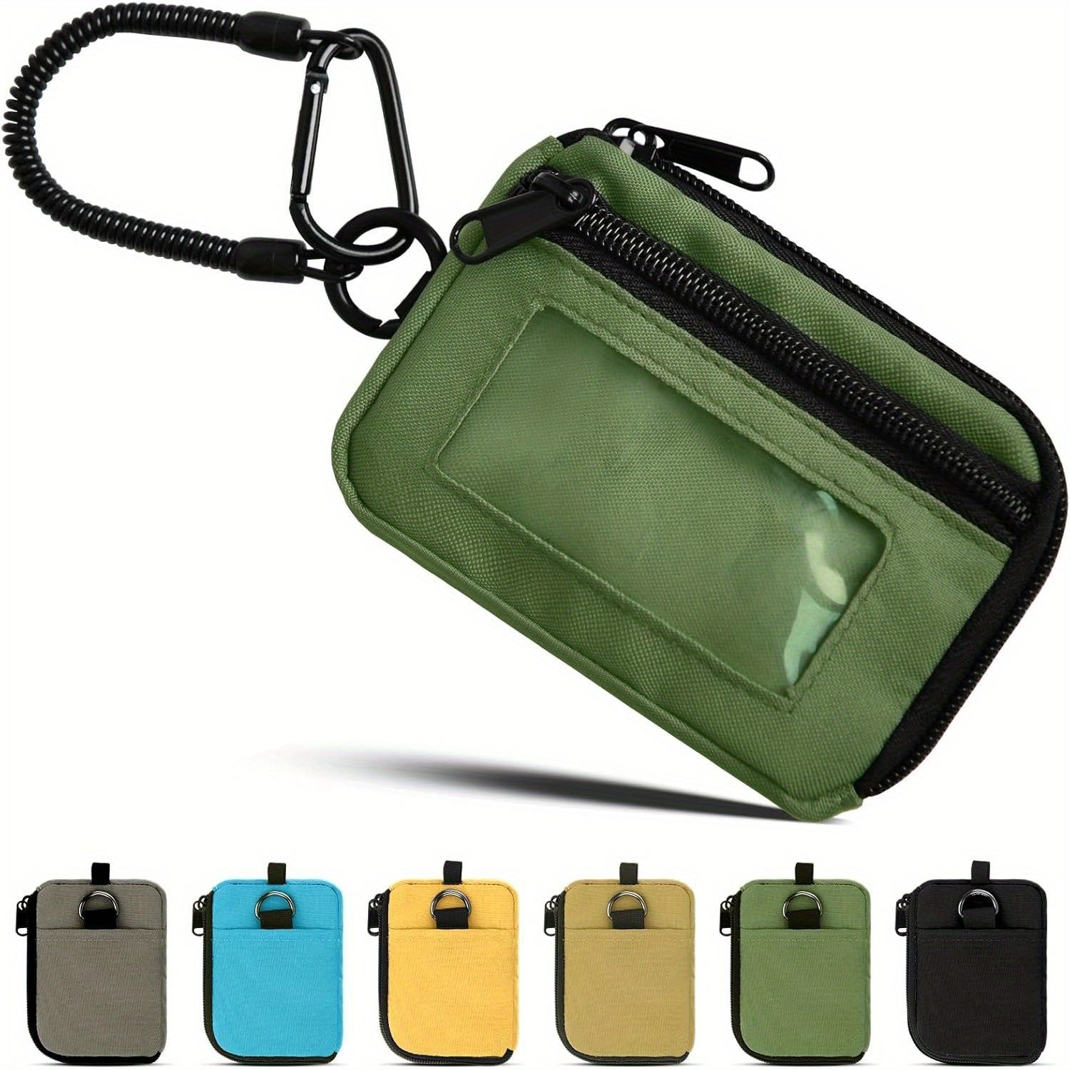 パスケース ナイロン製 カジュアル パスケースウォレット カラビナ付き 軽量 ミニコインパース コード付き