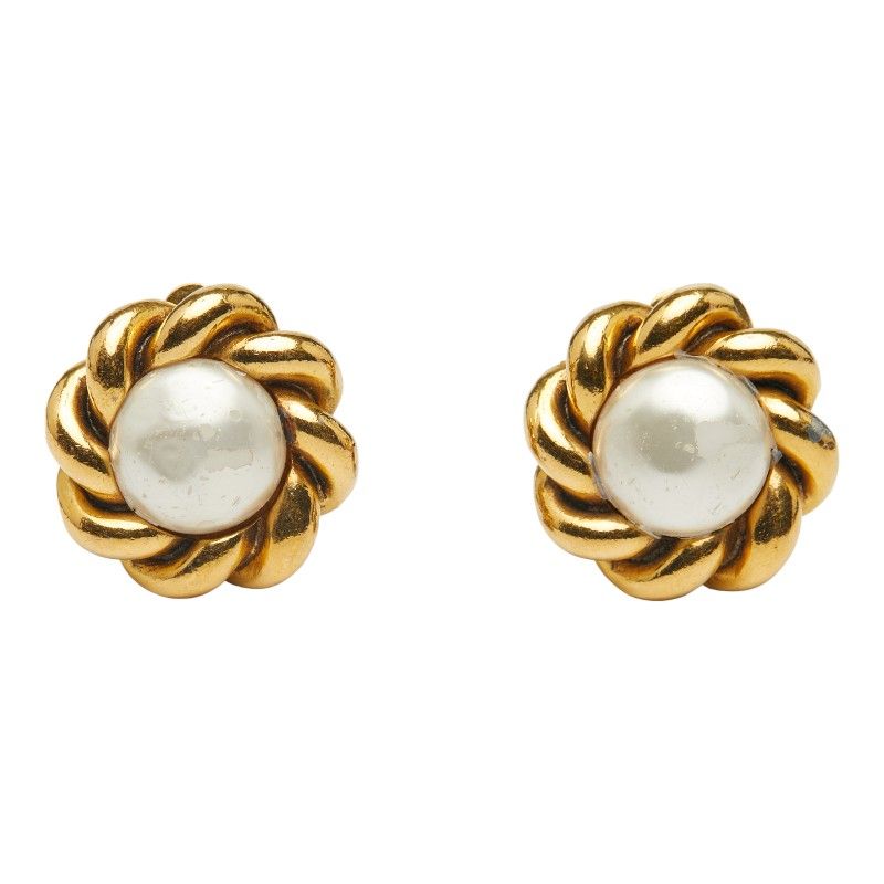 シャネル ラウンド ゴールド メッキ フェイクパール レディース CHANEL 205-38624