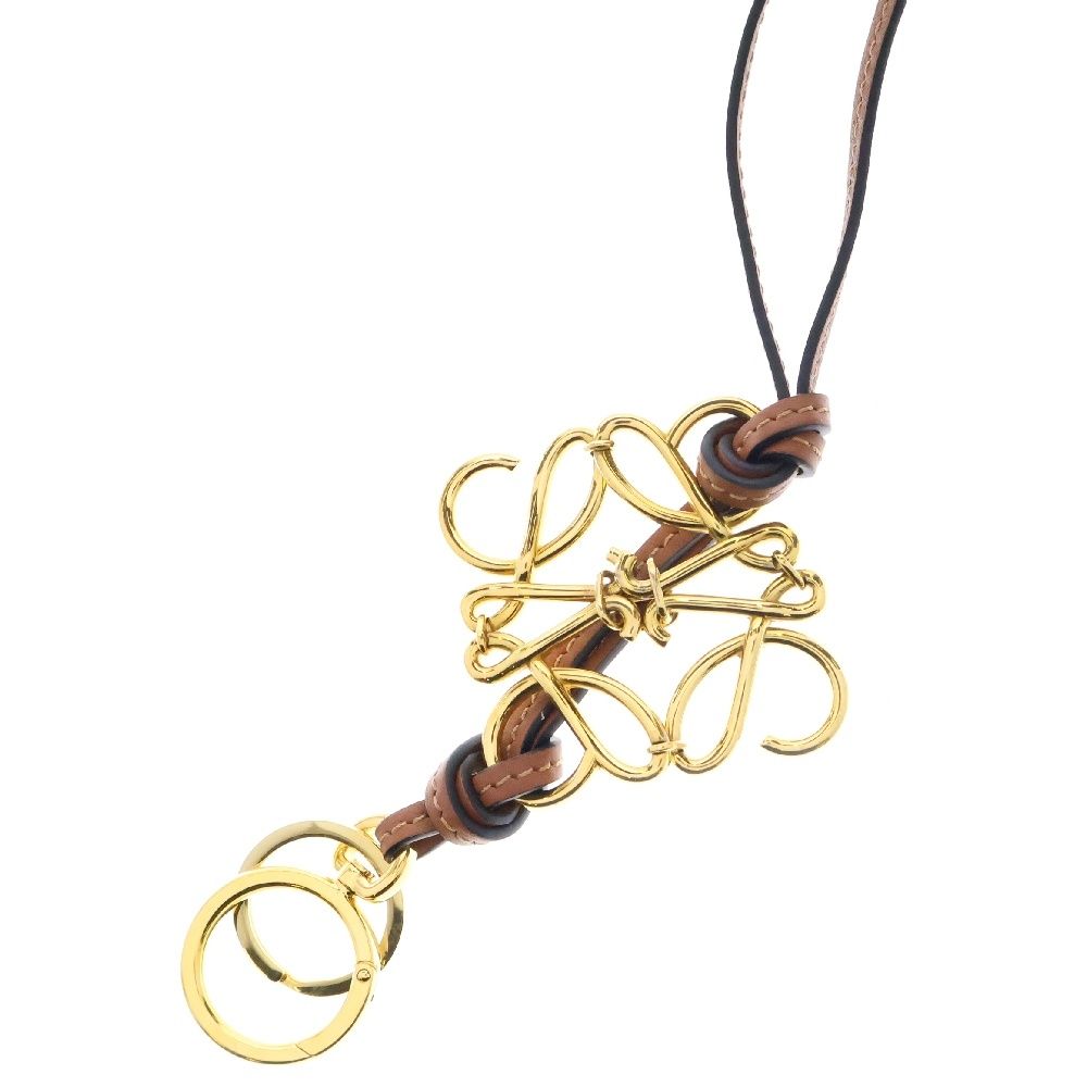 LOEWE ロエベ アナグラム キーチャーム ブラウン レザー ゴールド金具 アクセサリー