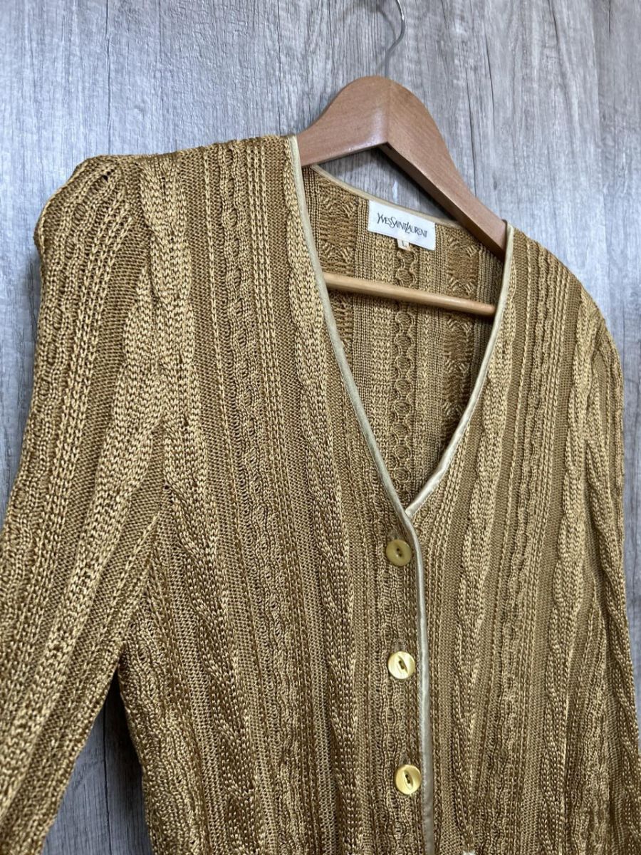 美品】YSL サンローラン カーディガン ニット 金ボタン ロゴ