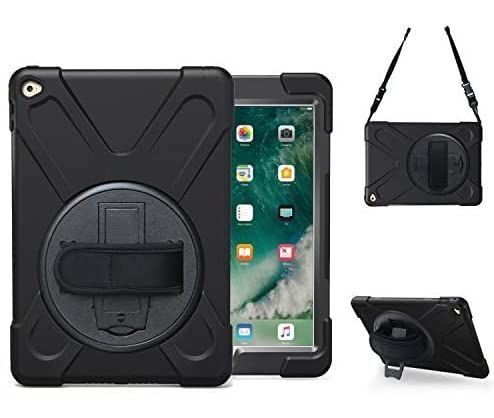 数量 ブラック A 1567 モデル番号A 1566 カバー ケース エアー2 アイパッド ハード おしゃれ 子供 キッズ 落下防止 耐久 片手 頑丈 丈夫 防塵 耐衝撃 ストラップ スタンド ハンドホルダー 回転 360度 シリコン 6