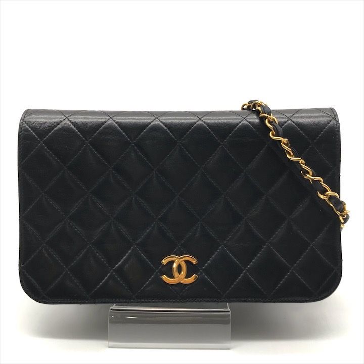 CHANEL シャネル ココマーク ラムスキン プッシュロック マトラッセ チェーン ショルダー バッグ ブラック a7733