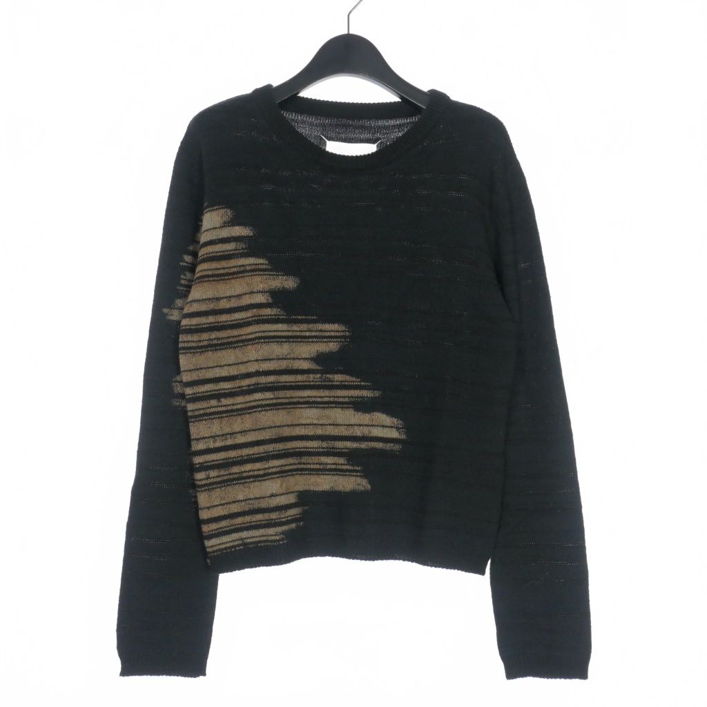 メゾンマルジェラ Maison Margiela 22SS アブストラクトパターン インターシャ セーター ニット M 黒 ブラック S30HB0266 S17949 900F 国内正規
