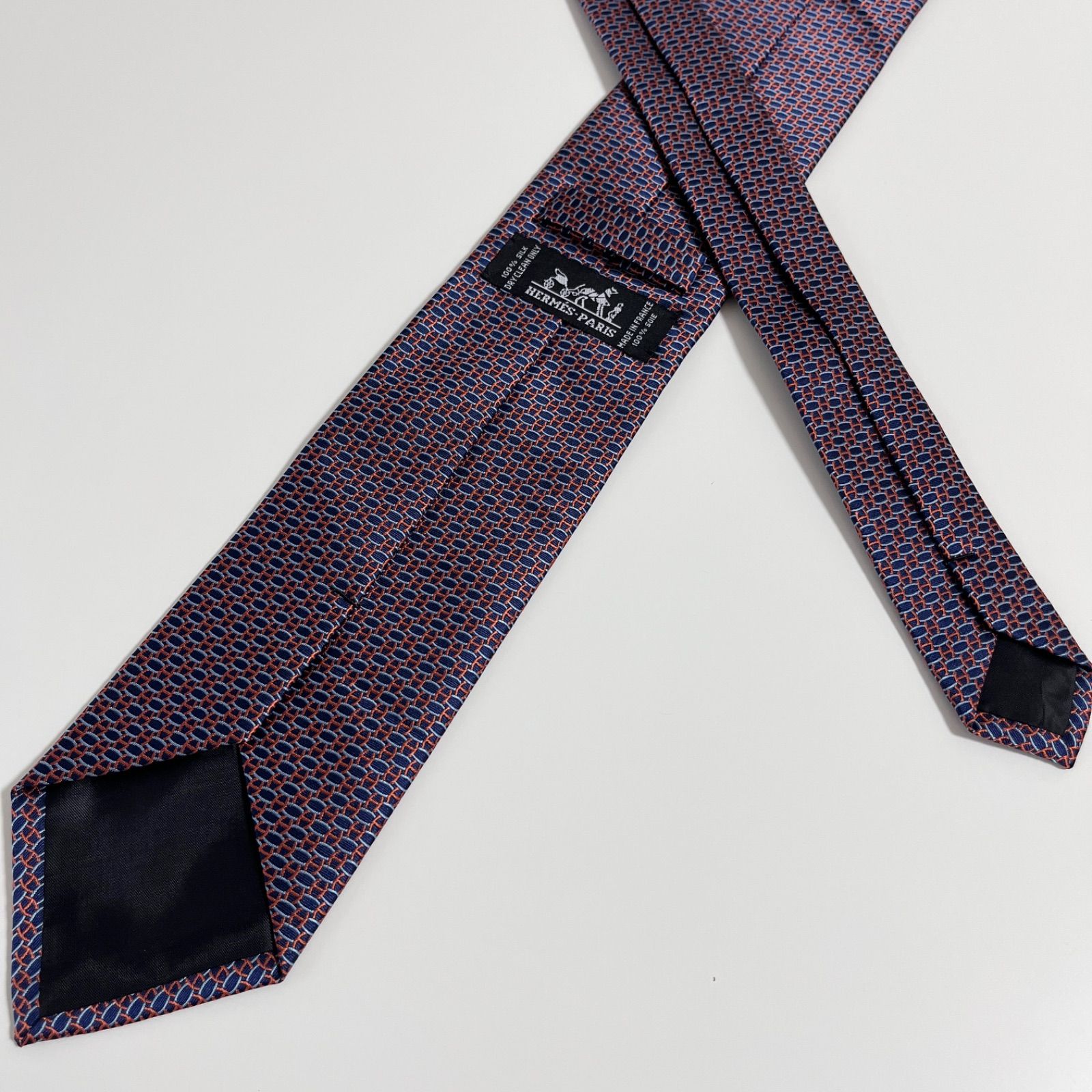 美品 HERMES エルメス ネクタイ シルク100% パープル系 総柄 254