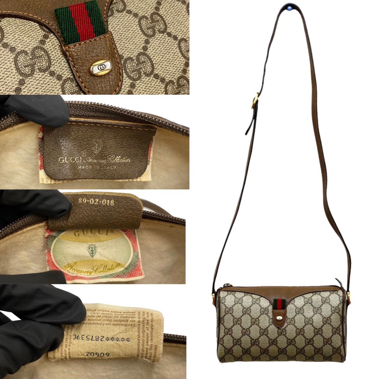 極 美品 GUCCI グッチ オールドグッチ シェリーライン ロゴ 金具 レザー本革 ミニ ショルダーバッグ ポシェット ブラウン 14013 -  メルカリ