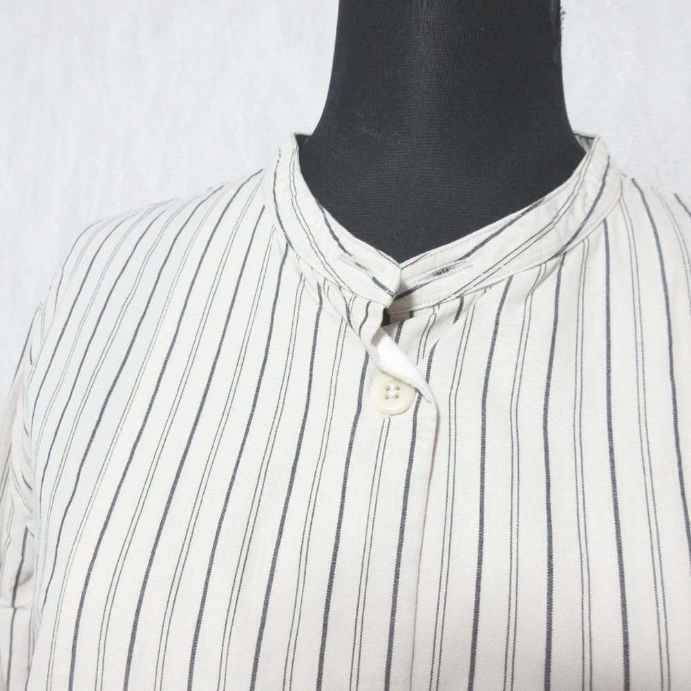 【美品】MHL.ストライプシャツ (SHOP限定) エムエイチエル ◇美品 MHL エムエイチエル バンドカラー プルオーバーシャツ