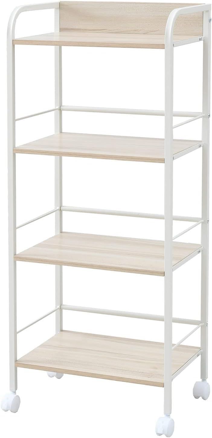 セール 山善 YAMAZEN ラック キャスター付き 4段 カラーボックス用収納ボックス対応 ロボット掃除機が通れる 棚 幅42×奥行27.5×高さ101㎝ 組立品 ナチュラルメイプル YZCR-4 NM|IV