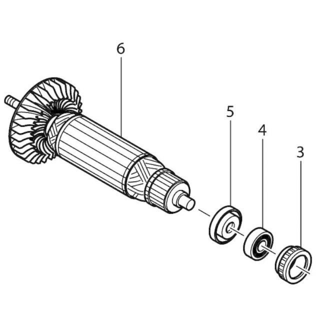 マキタ makita 125mm ディスク グラインダ 9535B 用 アーマチュア １００Ｖ 3 4 5ツキ 517585-4 ジスク グラインダ 部品 修理 パーツ 研磨