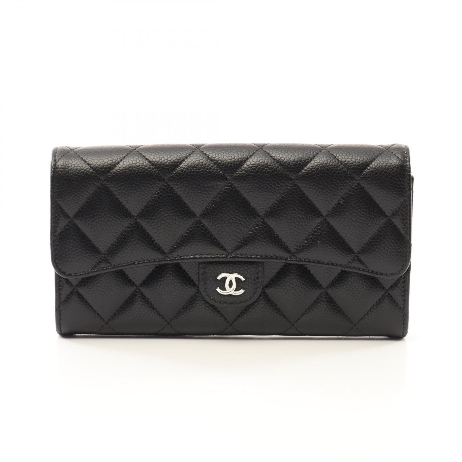 シャネル CHANEL 二つ折り長財布 クラシック ロング フラップ ウォレット マトラッセ AP0241 ブラック レザー マトラッセ ZIP長財布 レディース Used A