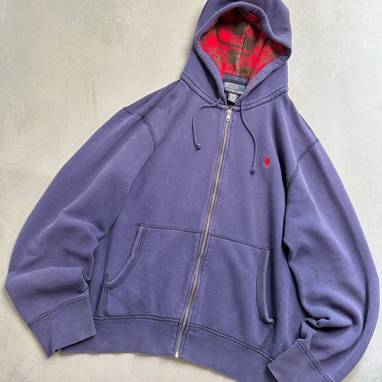 90s RALPH LAUREN フルジップパーカー　TALON社ジップ使用 90s Ralph Lauren double zip cotton hoodie ラルフローレンのブラック