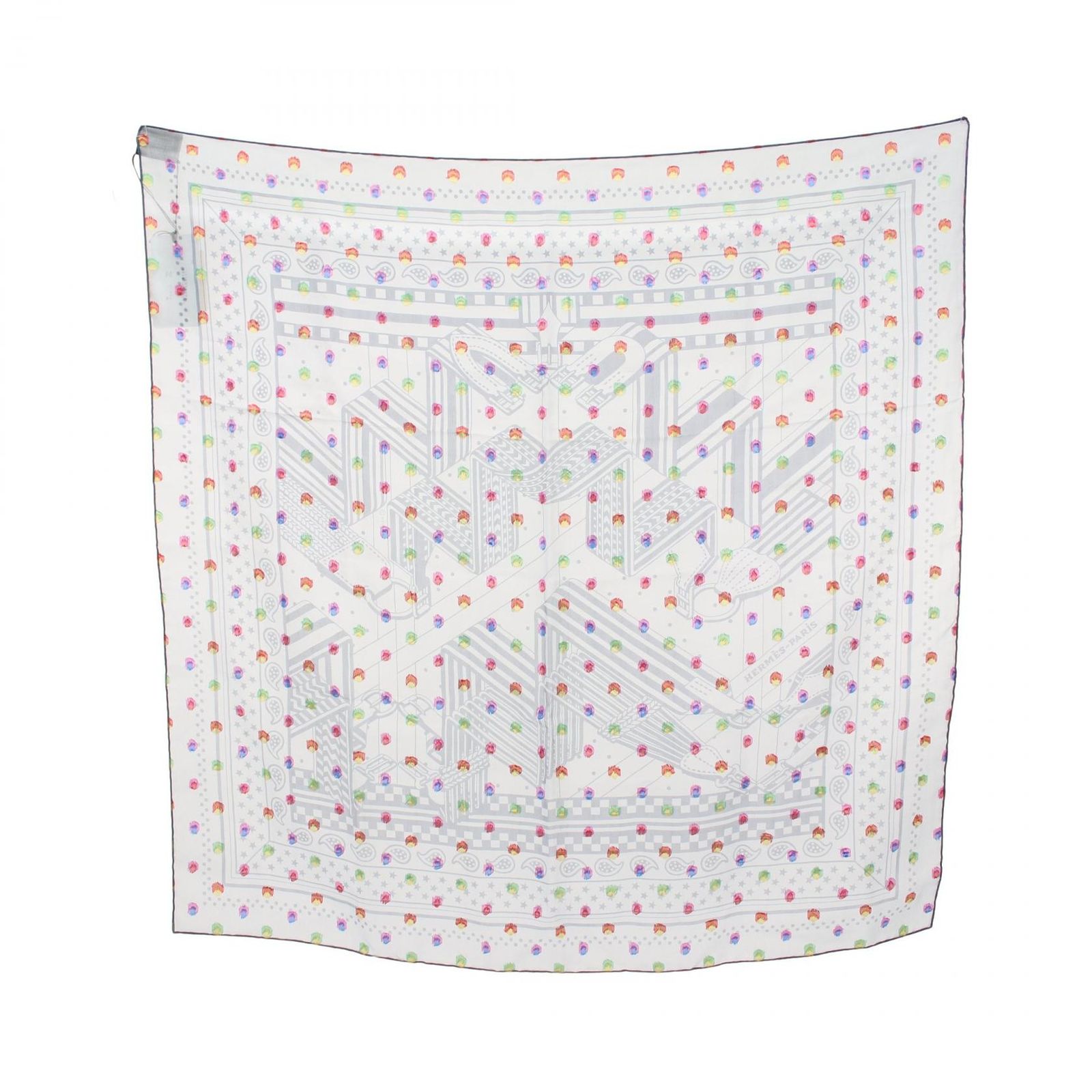 エルメス HERMES スカーフ カレ60 モスリン SANGLES EN ZIGZAG BANDANA シルク カレ60 レディース Used A