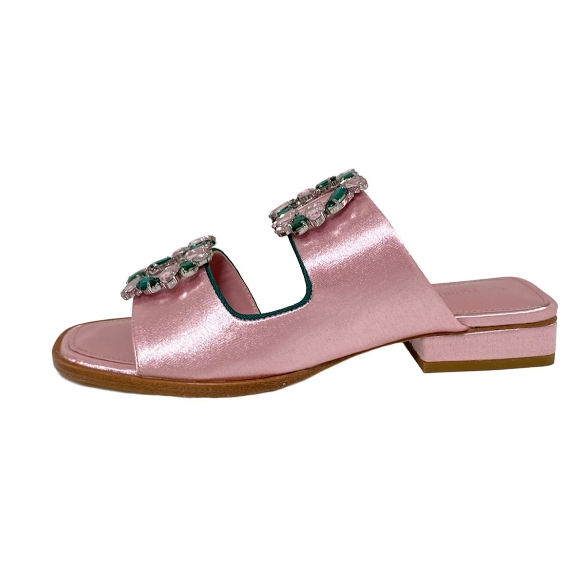 TSURU BY MARIKO OIKAWA ツルバイマリコオイカワ ミュール 36 レディース - ライトピンク×クリアピンク×クリアグリーン ビジュー