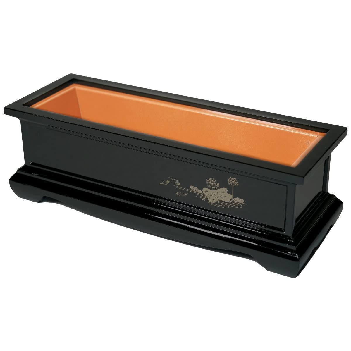 長香炉 黒色 蓮柄 8.0寸 [仏具]