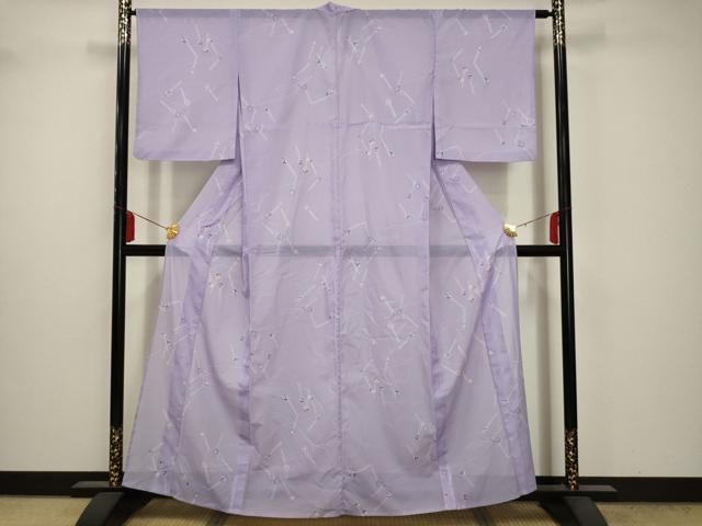 着物 洗える 紗 夏用 小紋 と 絽軽装帯 付け帯 2点セット 薄