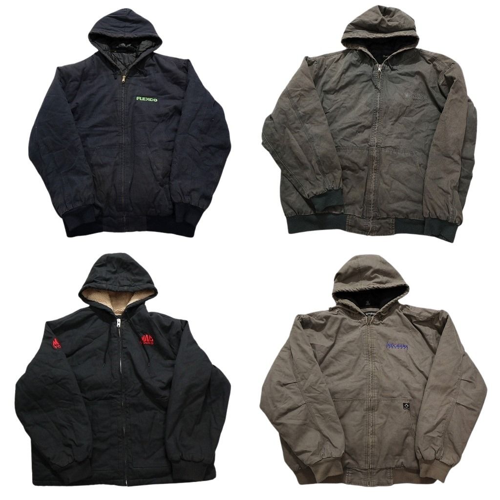 古着卸 まとめ売り アクティブ型 ダック地 ジャケット 4枚セット メンズ 2XL |3XL フーディー 裏地フリース 刺 古着 NC0110