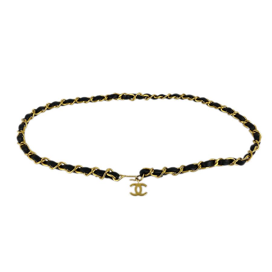 シャネル CHANEL チェーンベルト ココマーク ゴールド×ブラック