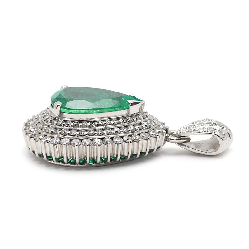 エメラルドダイヤモンドペンダントトップ PT900・E4.84・D1.23ct