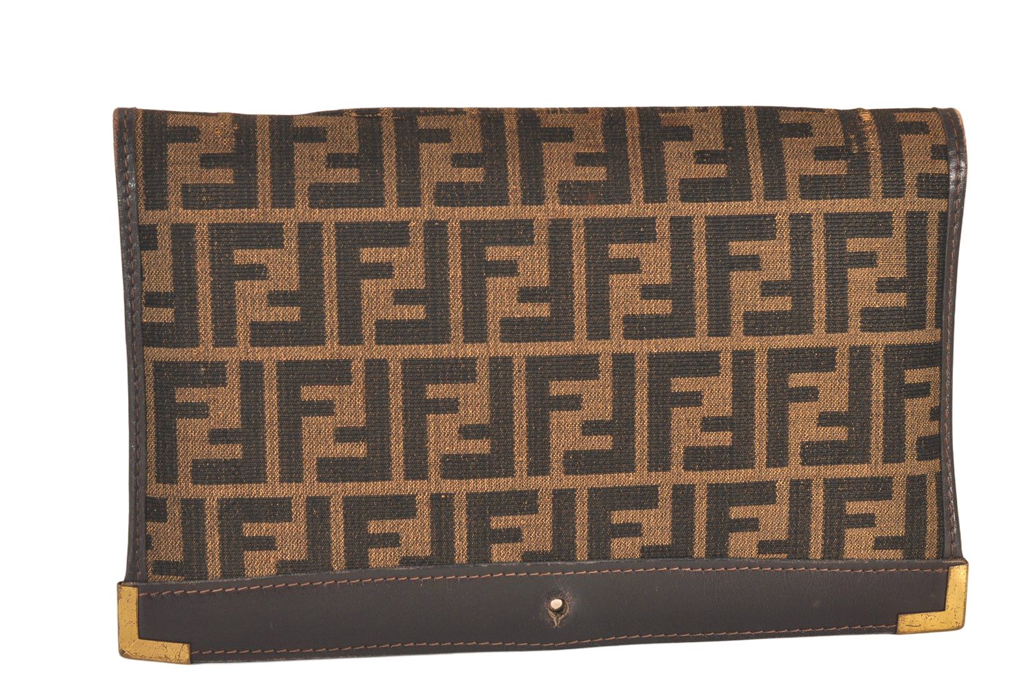 【FENDI】2wayバッグ ズッカ柄　ゴールド金具　ブラウン　ナイロン　自立 FENDI フェンディズッカ柄 2way ハンド ショルダー バッグ ブラウン