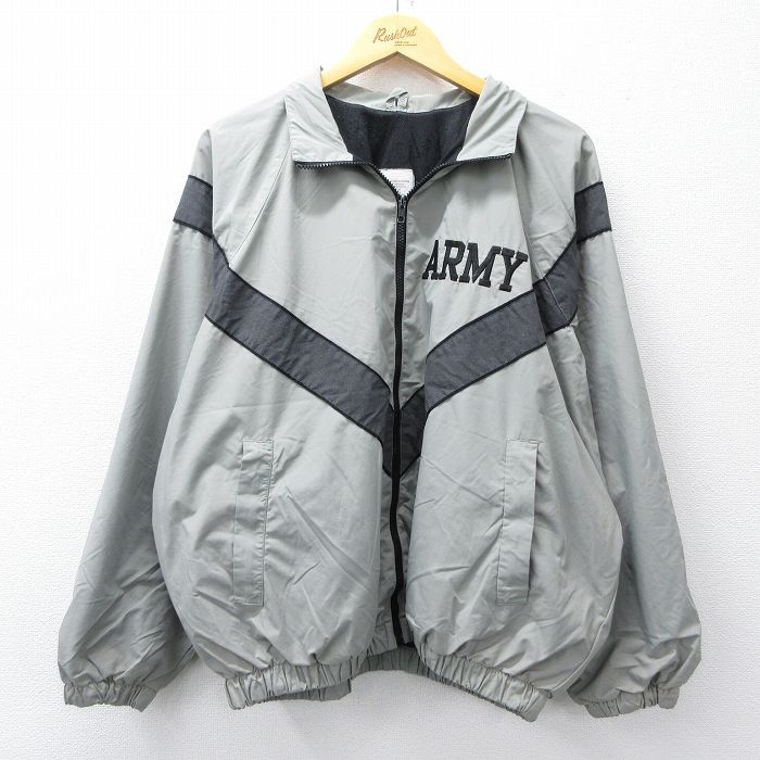 XL 古着 長袖 ミリタリー ナイロン ジャケット メンズ 00s アーミー リフレクター 大きいサイズ グレー系他 内側メッシュ 25oct14 ア