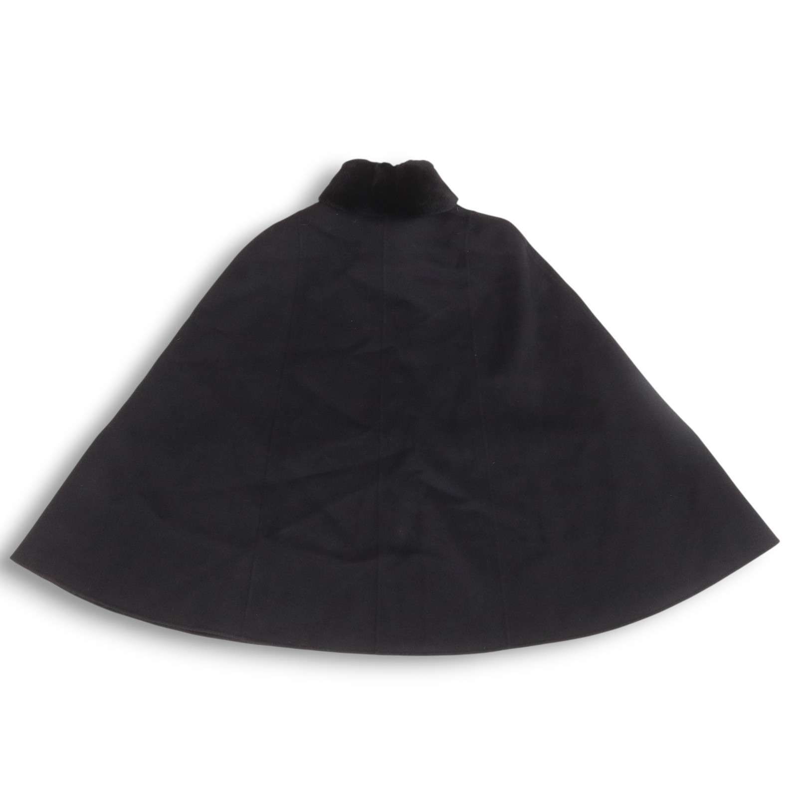 2025新作品質、保証特価！ Leilian レリアン COLOMBO社♪ レッキスラビット ファー ウール-カシミヤ ポンチョ ケープ ジャケット Sz.M レディース 黒