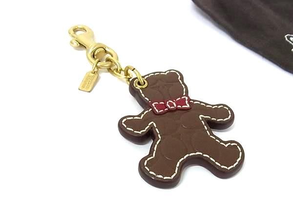 □美品□ COACH コーチ シグネチャー くま ベア レザー キーホルダー