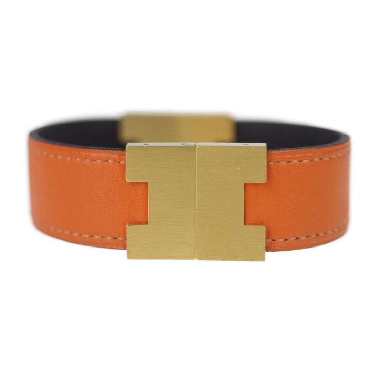 HERMES エルメス ルーリー ブレスレット - レザー メタル オレンジ 