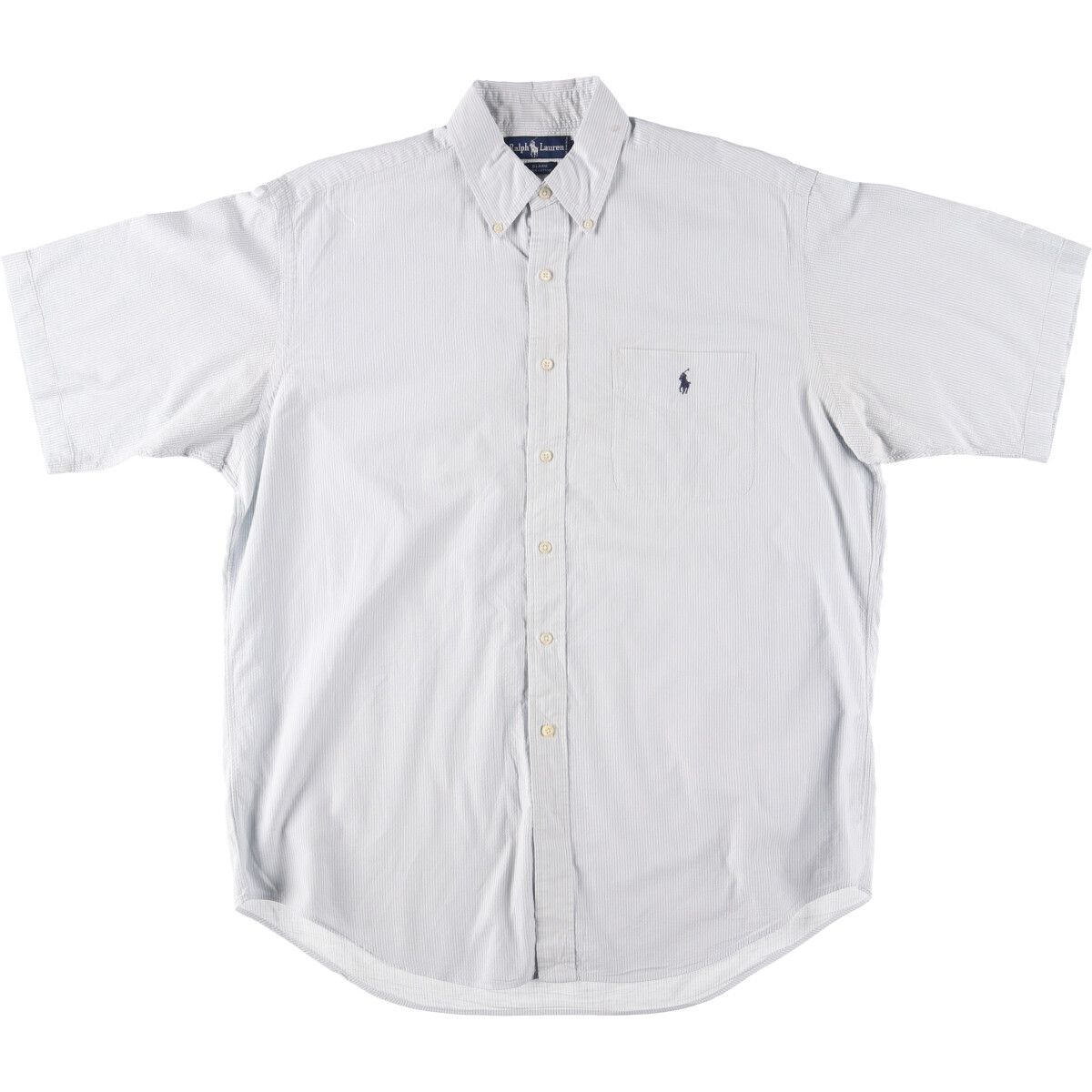 古着 ラルフローレン Ralph Lauren BLAIRE シアサッカー 半袖 ボタンダウン ストライプシャツ メンズL/eaa445483