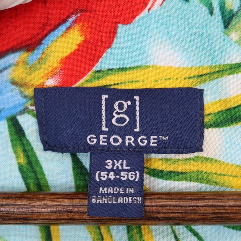 GEORGE 100%レーヨン 半袖開襟アロハシャツ メンズUS-3XLサイズ