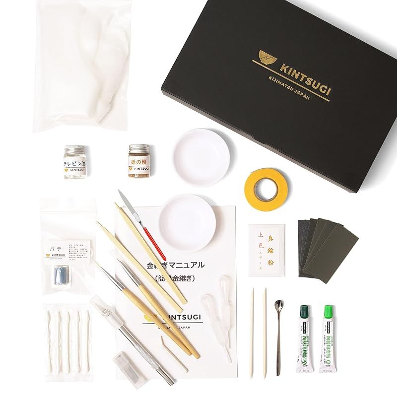 [KIJIMATSU] 簡単 初心者向け 簡易金継ぎ フルセット 真鍮紛使用 金継ぎ 金継ぎキット 金継ぎセット 【初心者にも分かりやすい丁寧マニュアル付き】
