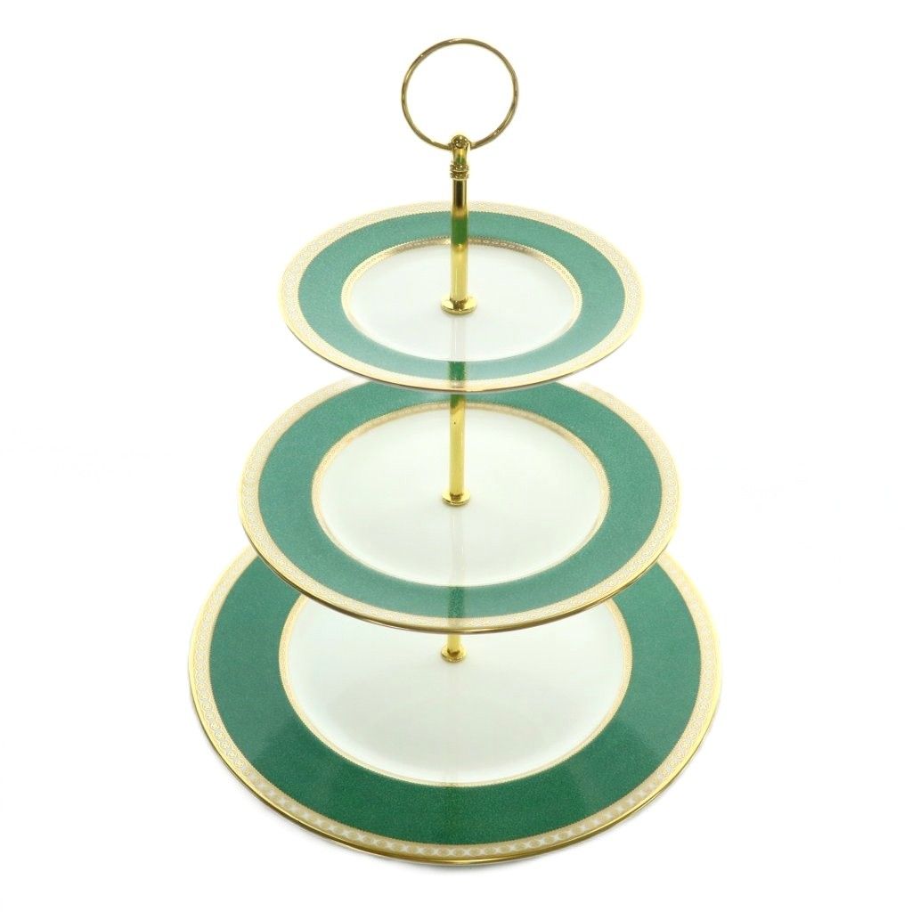 ウェッジウッド WEDGWOOD ティースタンド ケーキスタンド デザート皿 緑 グリーン 白 ホワイト 金 ゴールド |MP GY19