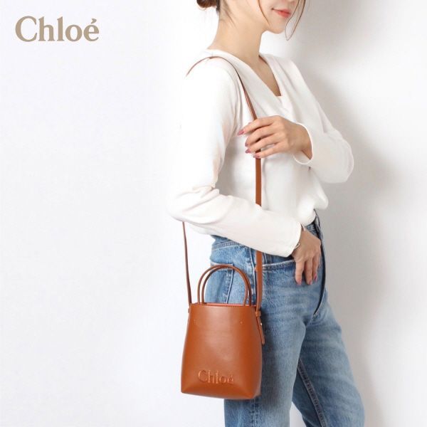 24SSモデル クロエ Chloe  SENSE マイクロトートバッグ【247 CARAMEL】 CHC23UP873I10  247/【2024SS】l-bag