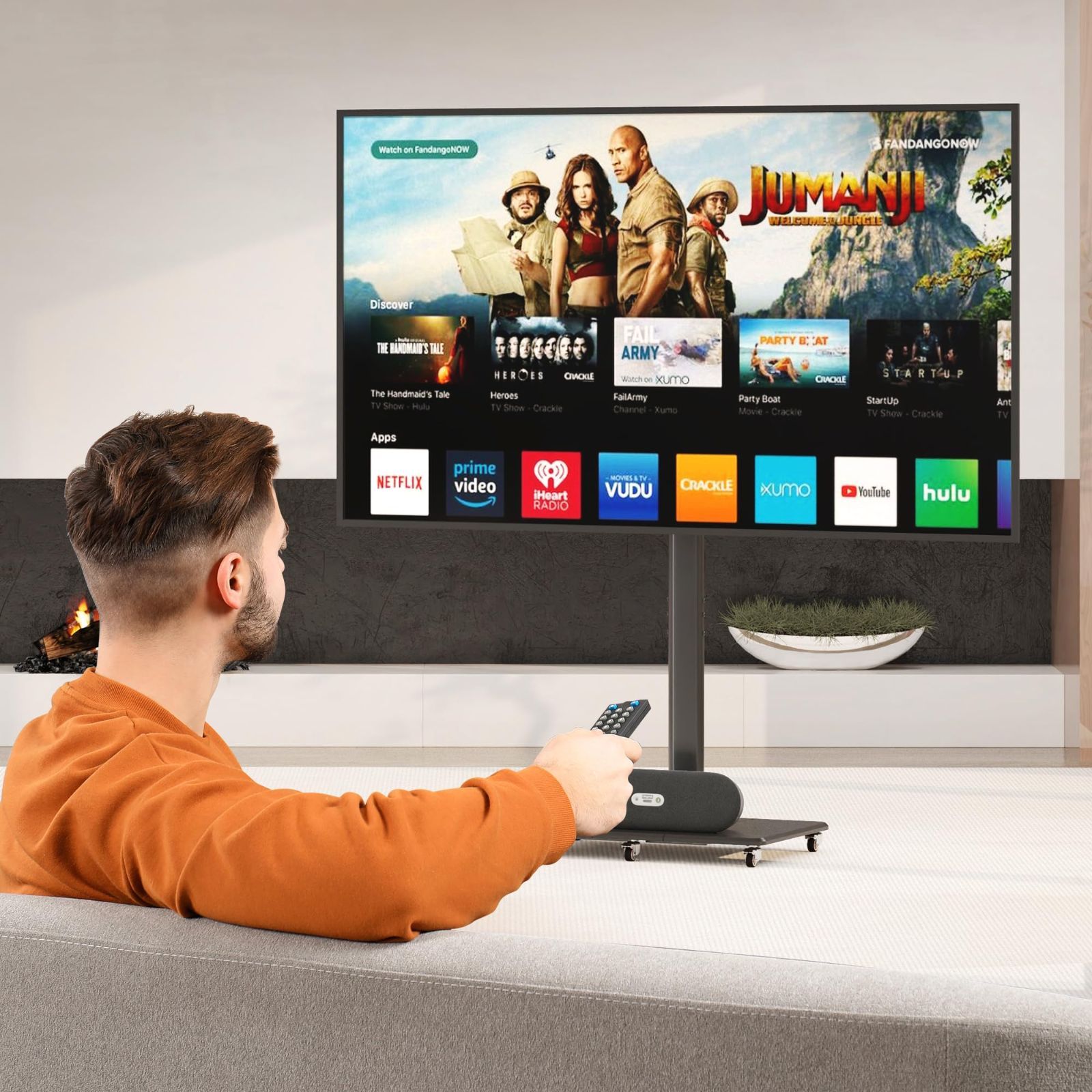 値段が安い 省スペース 木製ベース シンプル 会議室 耐荷重40kg 移動便利 キャスター付き リビング 5段高さ調節 32~75インチ対応 液晶TVスタンド おしゃれ テレビ台 ハイタイプ 壁寄せ 黒いTS005H テレビスタンド XINLEI 【最短翌日配送】