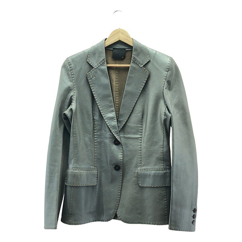 FENDI / フェンディ | ステッチ レザー テーラードジャケット | 40