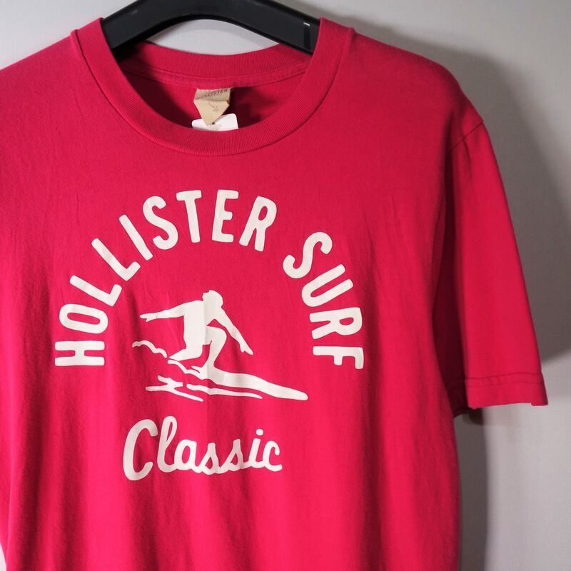 ホリスター メンズ半袖ポロシャツ M レッド ワンポイント HOLLISTER