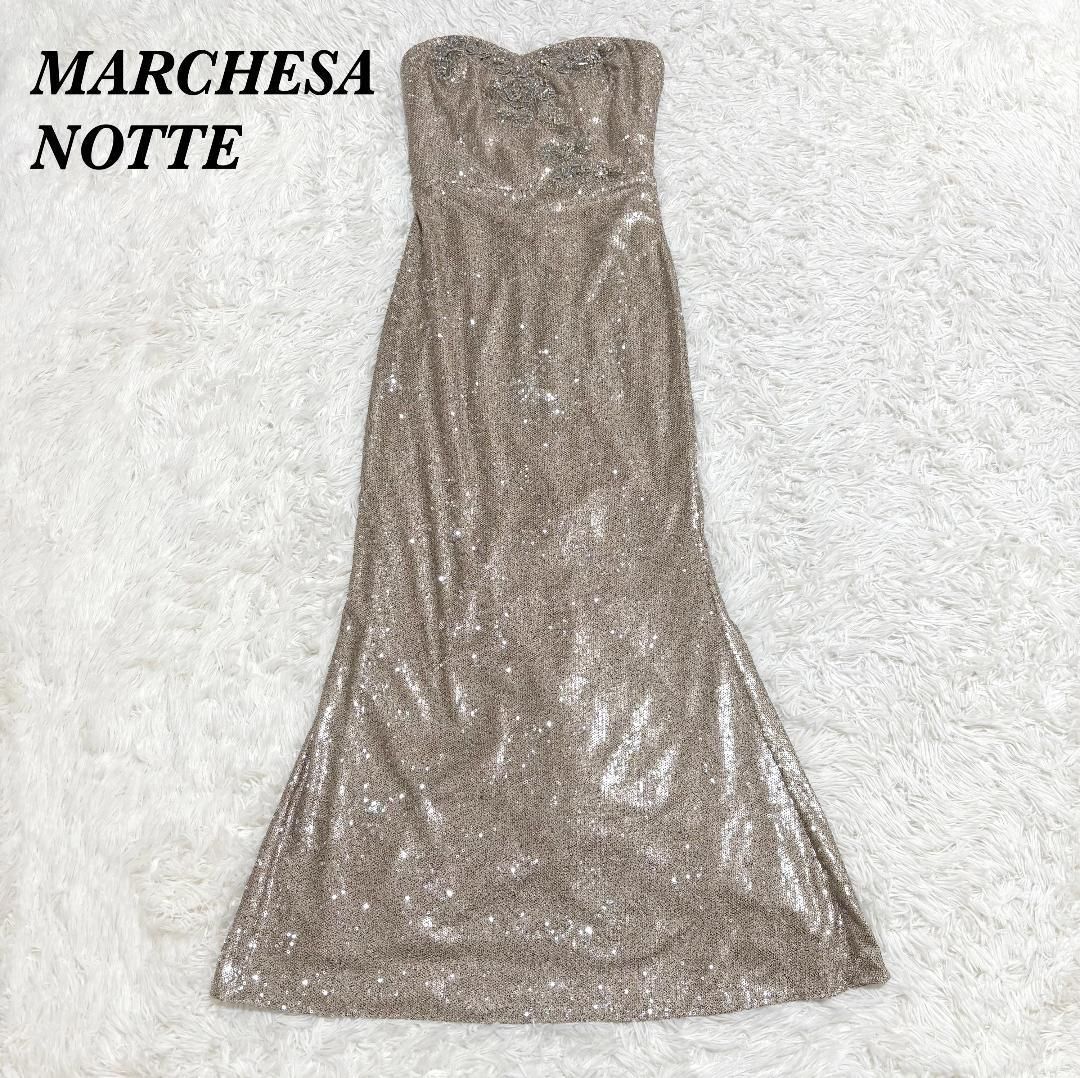 タグ付き♥品 MARCHESA NOTTEチューブドレス 8 ゴールド