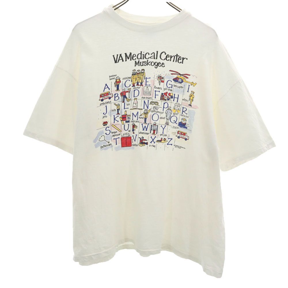 ヘインズ 90s USA製 オールド プリント 半袖 Tシャツ XL ホワイト系 Hanes メンズ 古着 【240515】 メール便可