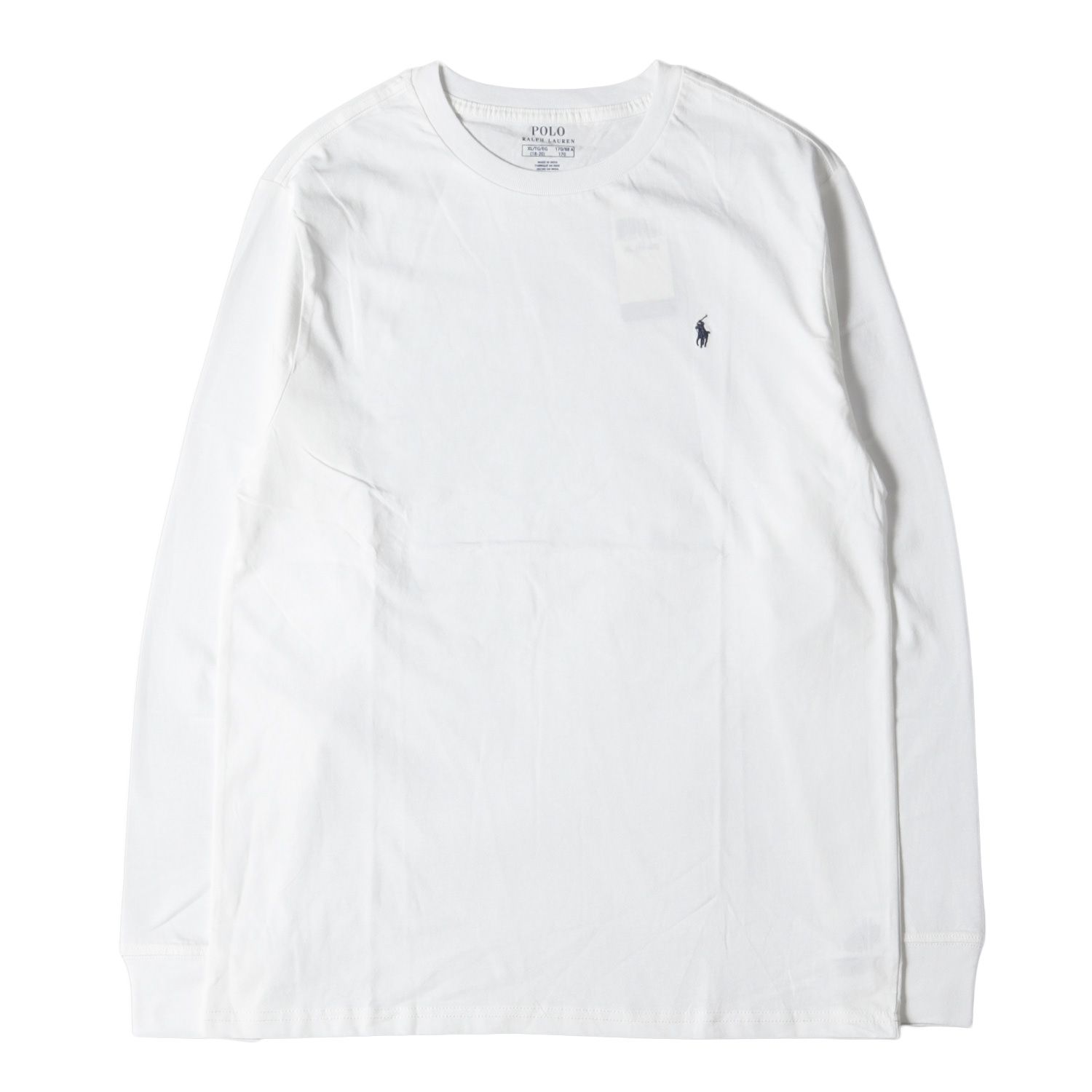 新品 POLO Ralph Lauren ポロ ラルフローレン Tシャツ サイズ:BOYS XL(メンズM位) 21SS ワンポイント 刺繍 ロングスリーブ Tシャツ ホワイト 白 トップス カットソー 長袖Tシャツ【メンズ】