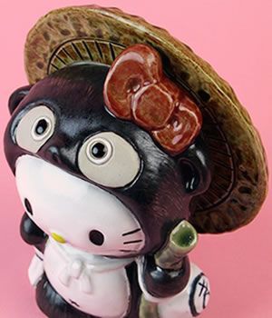 信楽焼 ハローキティ狸(小) たぬき 陶器 タヌキ 置物 やきもの しが