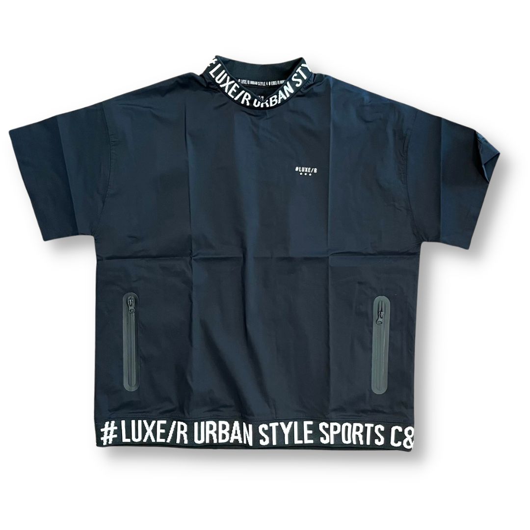 LUXE/R GOLF】ストレッチ ブロード スウェット モックネック 半袖プル
