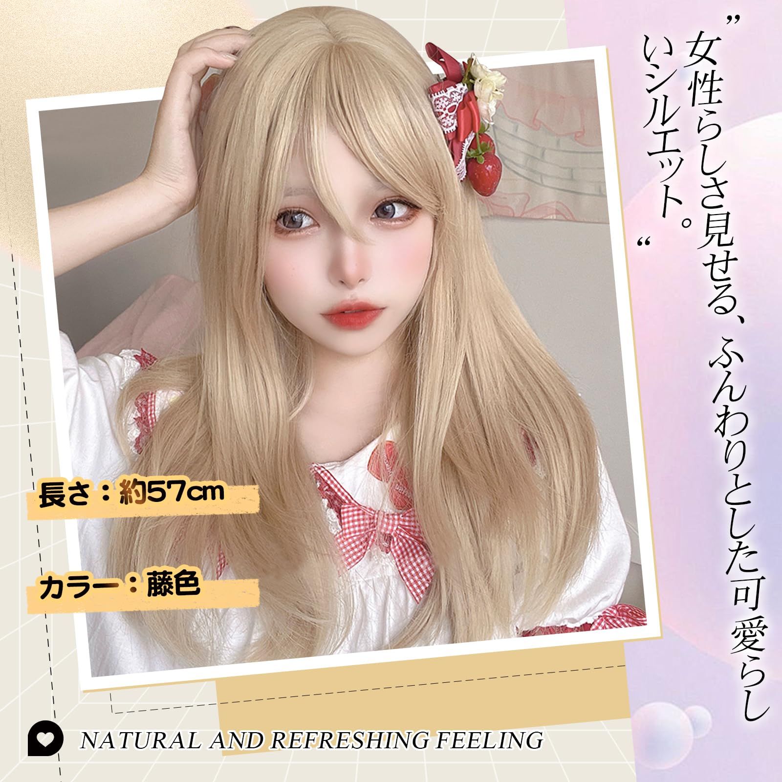 新品 耐熱カツラ 女用ウイッグ かつら　金髪 ミディアム　ウエーブ　　約40ｃｍ 3460