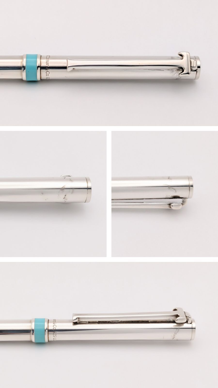美品Tiffany&Co.ティファニー ブルー ボールペン Tクリップ 925 TIFFANY ティファニー Tクリップ ボールペン ティファニーブルー