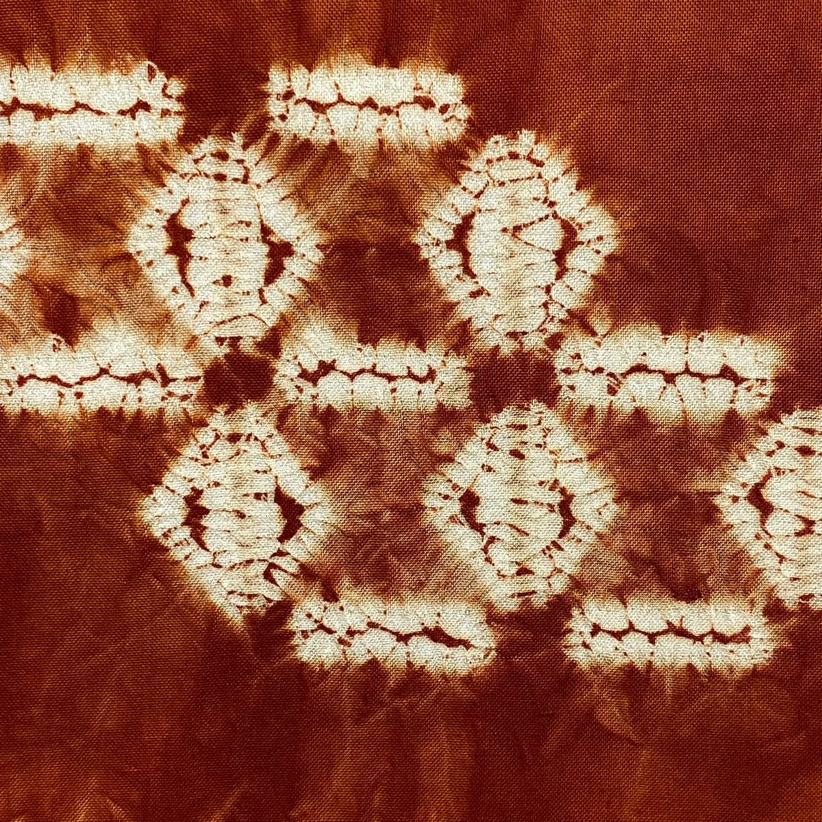 名古屋帯 幾何学模様 絞り 赤茶 正絹