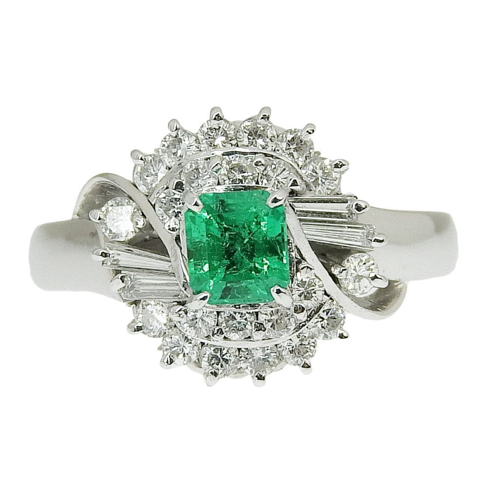 Pt900 エメラルド 0.48ct ダイヤモンド 0.22ct リング