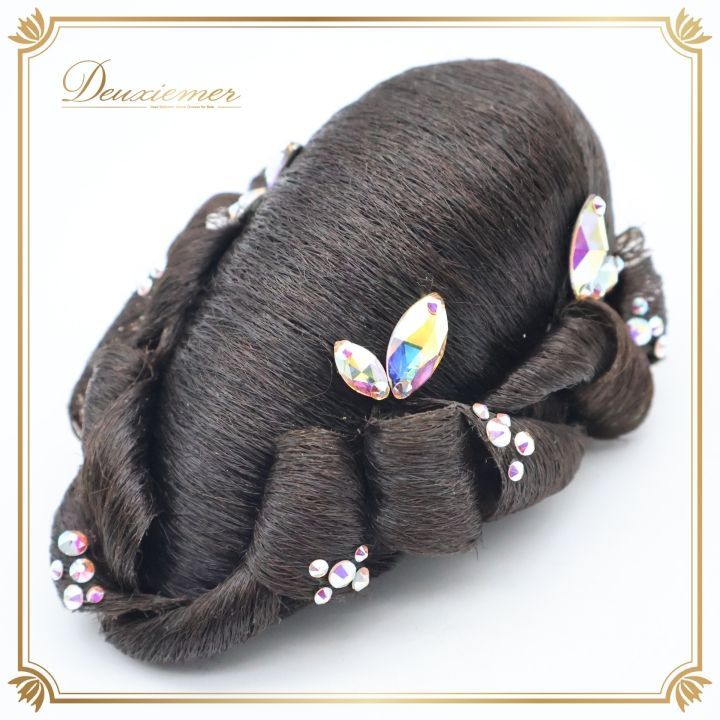 社交ダンス 小物 多美咲 タミショウ シニヨン つけ毛 つけ髪 団子 デモ 競技 ダンス カップ コーム ブラック系 ブラウン系 ヘア 豪華 かわいい 上品 おしゃれ お団子 ヘアスタイル パーティ ヘアアレンジ